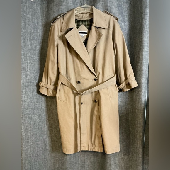 Amanda Smith Khaki Trench Coat Size 8P - Picture 1 of 5